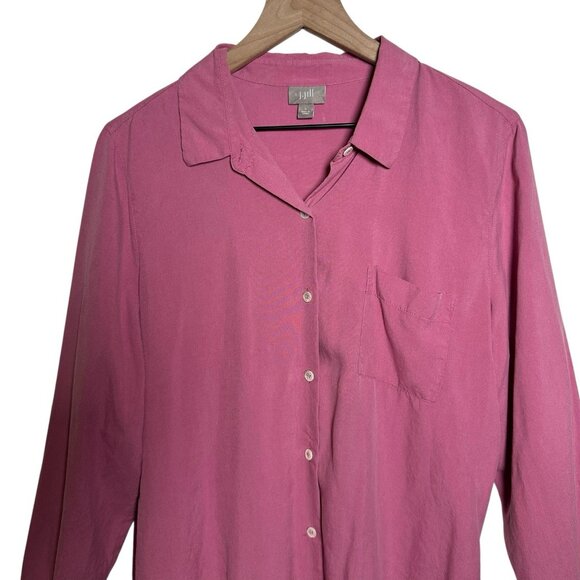 J Jill Shirt Womens Large 100% Silk Pink Lightweight Casual Button Up Sleeves - Picture 3 of 10